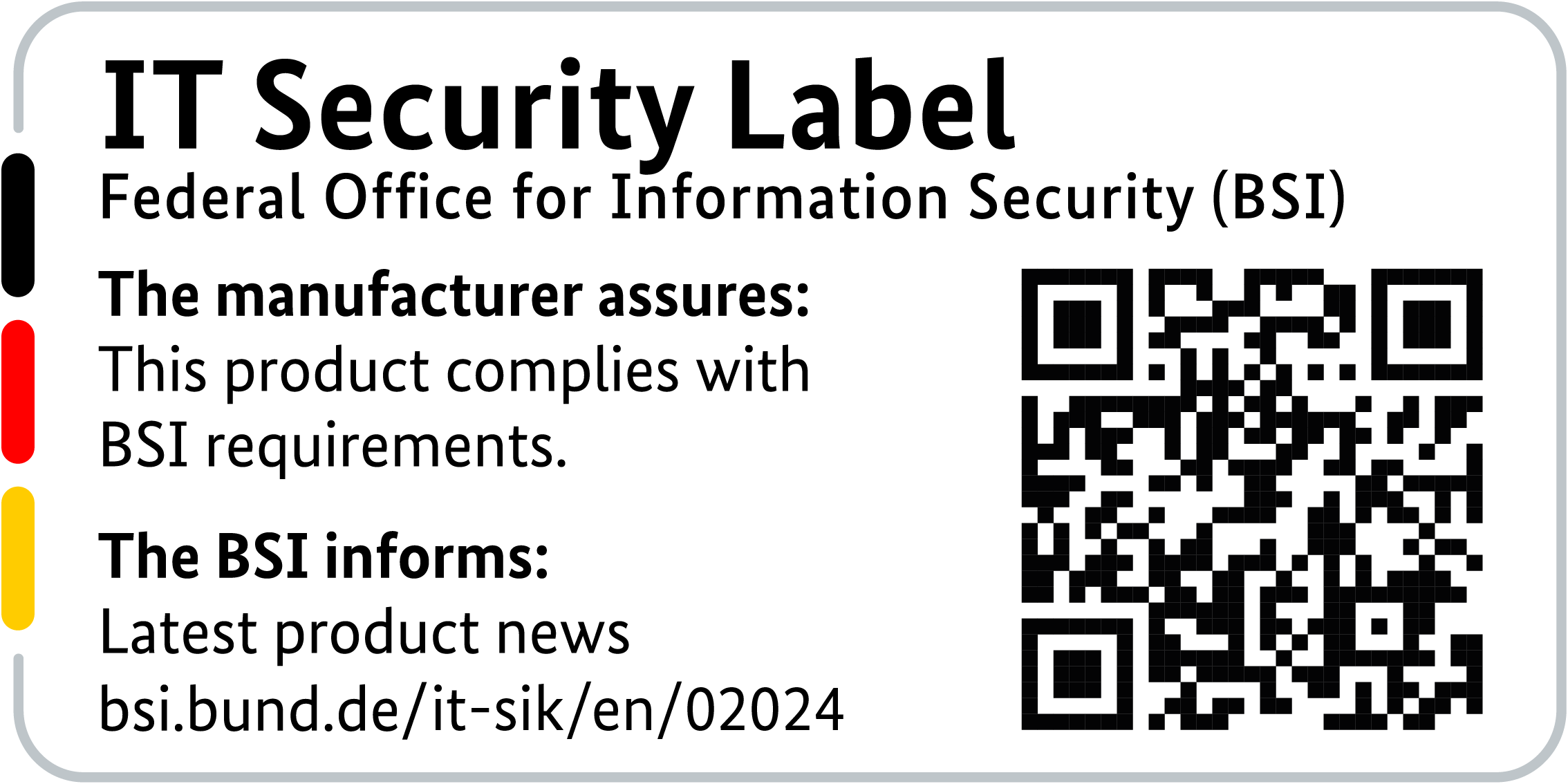 IT Security Label of the BSI with QR code for the LANCOM 1803VA-5G